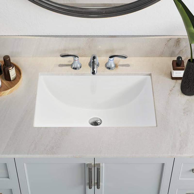 SOUEEUM 15'' Vitreous China Rectangular Bathroom Sink with Overflow