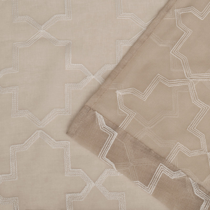 Steinbeck Semi Sheer Curtain Pair, 52" W x 63" L, Beige