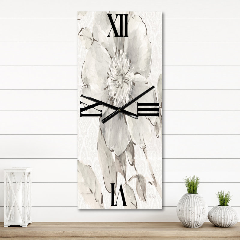 Indigold Grey Peonies II - Traditional Wall Clock, Small