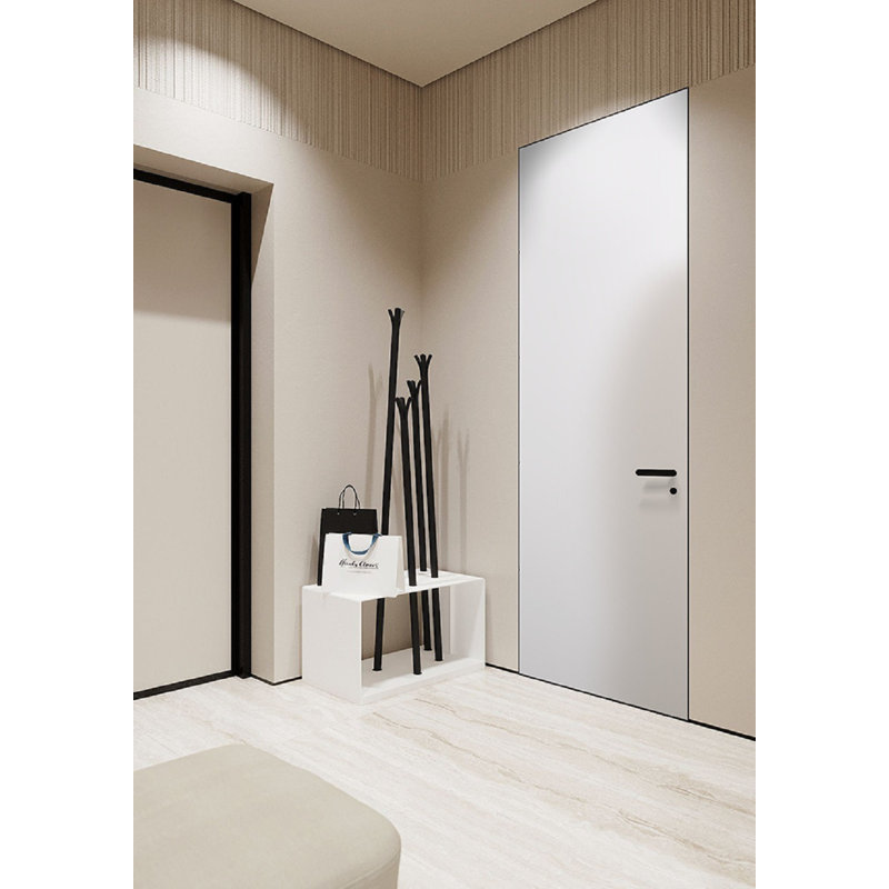 Porte intérieure régulière en bois manufacturé invisible sans cadre, Oui, 28 po x 80 po, Blanc apprêté