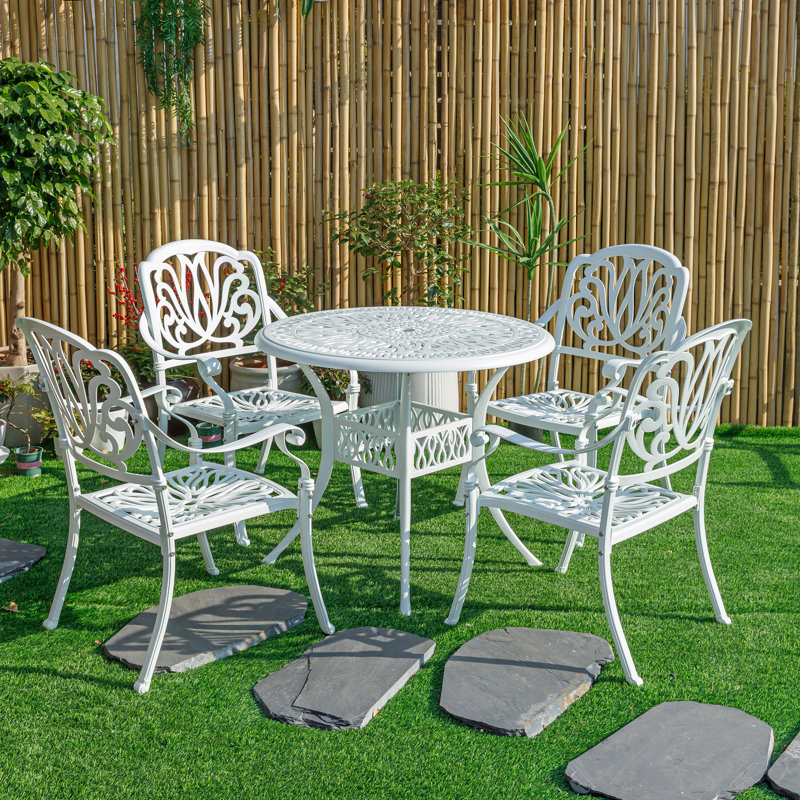  Sleek Bistro Bliss Collection- Elegant Cast Aluminium Patio Set, White