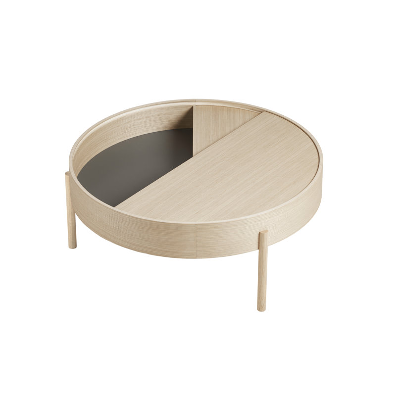 Arc Coffe Table, 15" H x 35" L x 35" W, White Pigmented Lacquered Ash