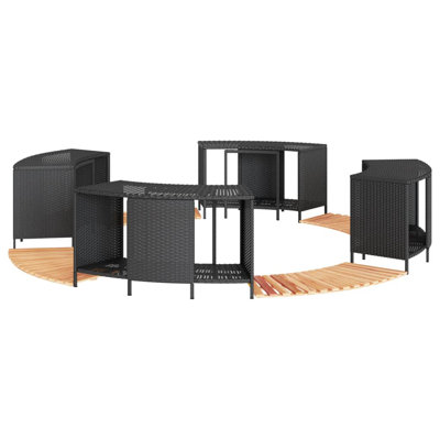 Vidaxl Hot Tub Surround Black Poly Rattan And Solid Wood Acacia