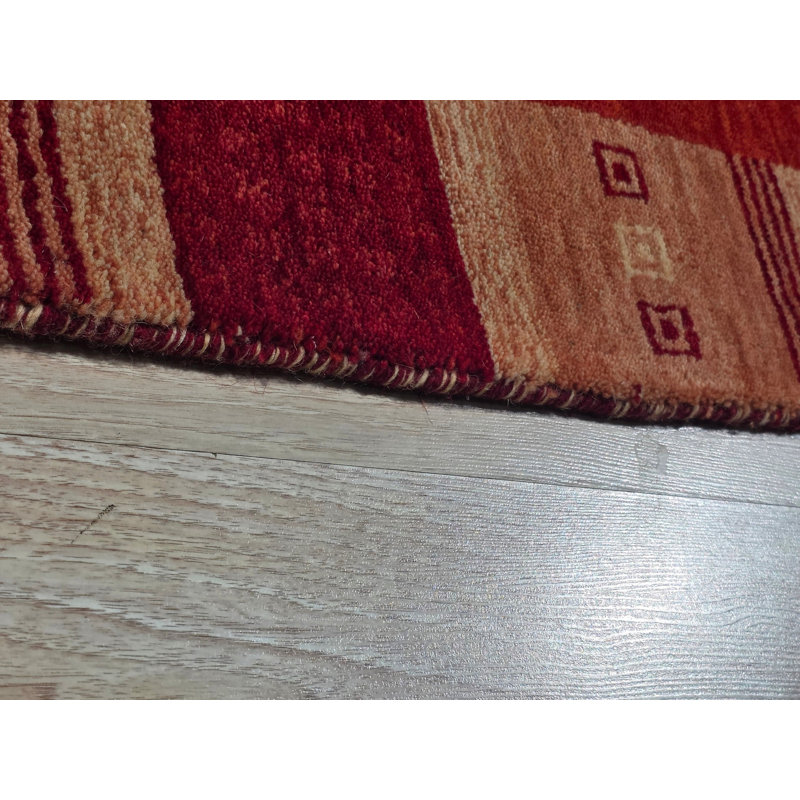 Handloomed Red Gabbeh Tribal Wool Area Rug, 5' x 8'