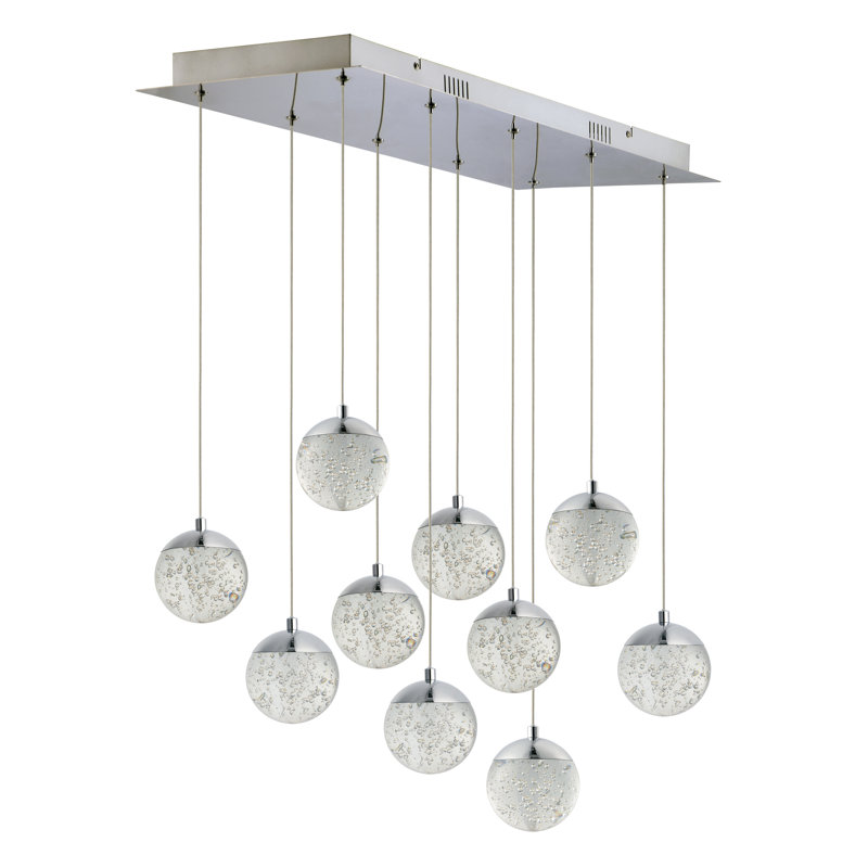 Sensabaugh 10 - Light Polished Chrome LED Cluster Pendant