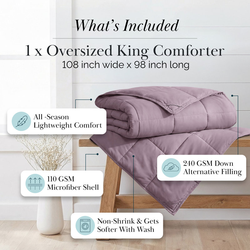 Édredon en duvet synthétique Southwest Fine Linens, Édredon très grand, Lavande