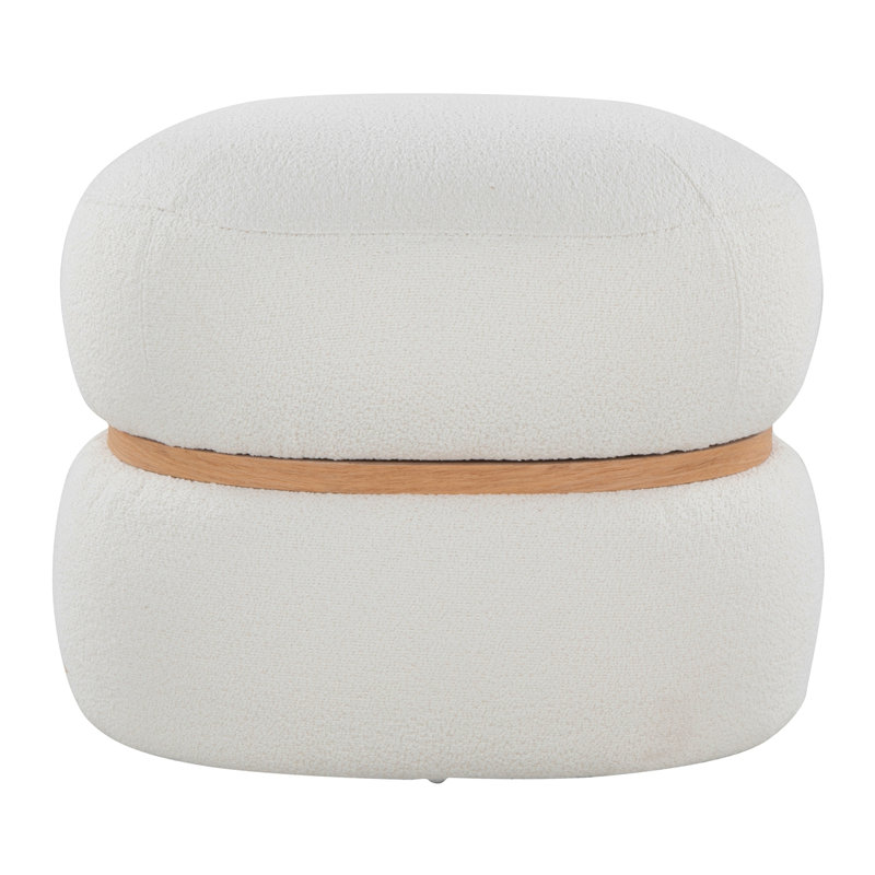 Repose-pieds Cinch en tissu et bois naturel par Lumisource, Crème, crème