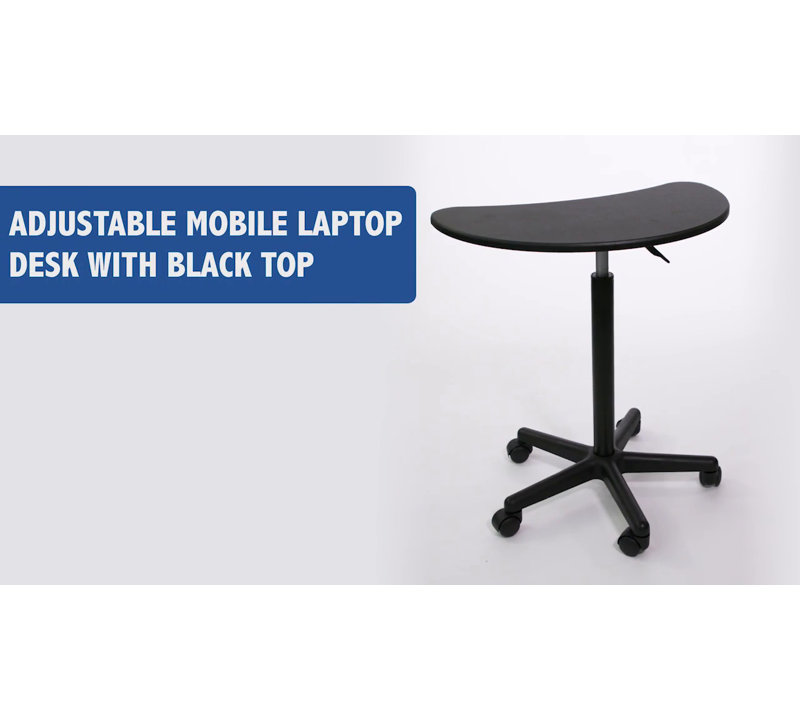 Black Adjustable Height Mobile Laptop Desk with Nylon Base