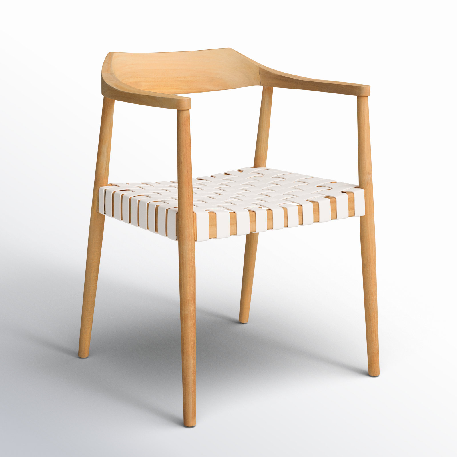 Noreen Side Chair, White Genuine Leather, Natural