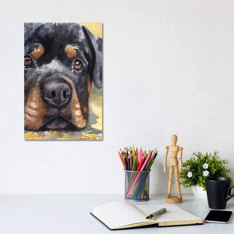 Rottweiler 1 Piece Wrapped Canvas Painting, 20.32 cm H x 30.48 cm W