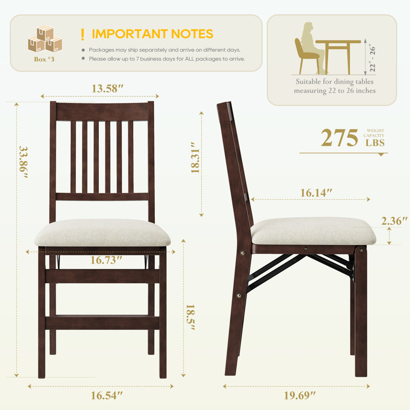 Chaises de salle à manger pliantes rembourrées et empilables avec structure en bois massif, sans assemblage