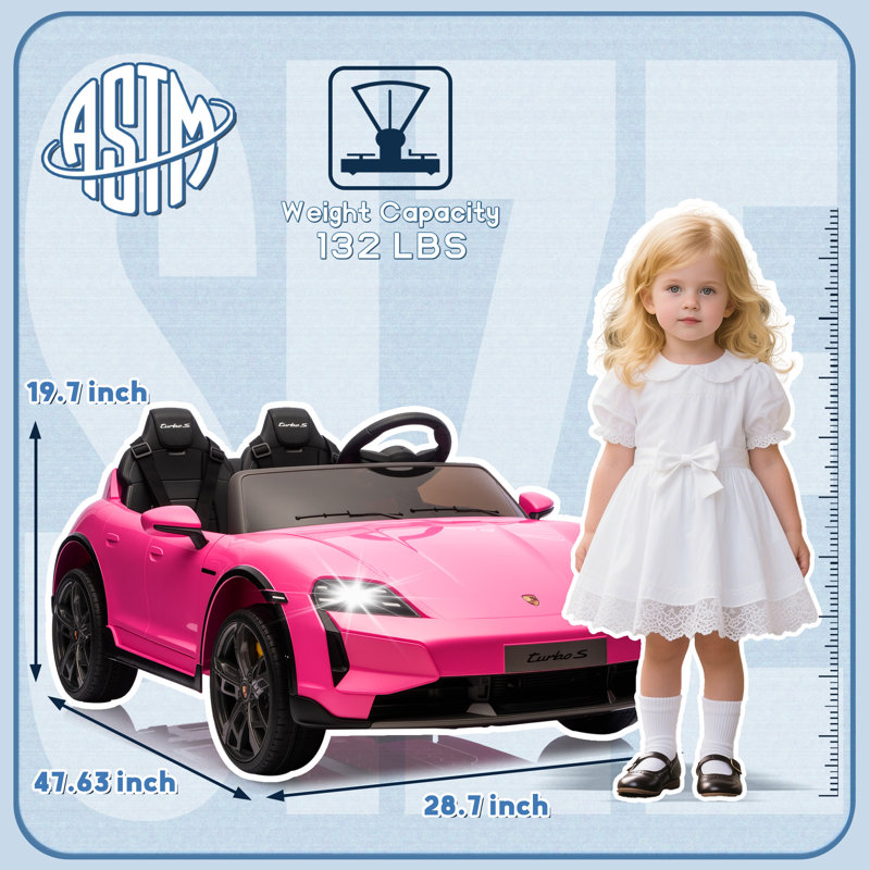 Jouet pour enfant à pile sous licence avec batterie de voiture 24V avec télécommande Tay Tay Turbo Turbo de 24 V, Rose