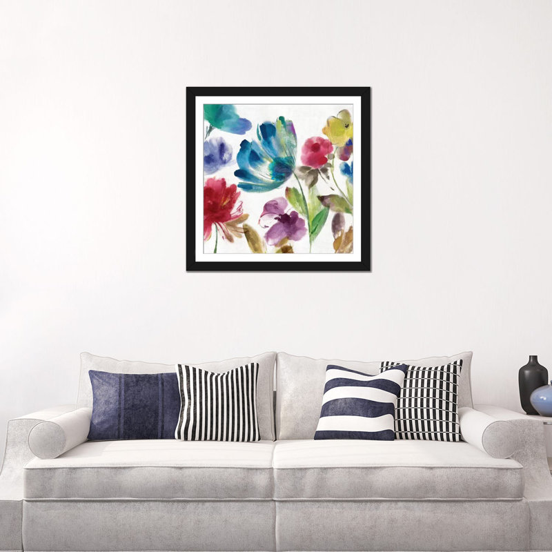 « sarcelle jardin ii », impression sur toile, H 16 po x l 16 po x P 1 po, Papier beaux-arts encadré noir, Blanc