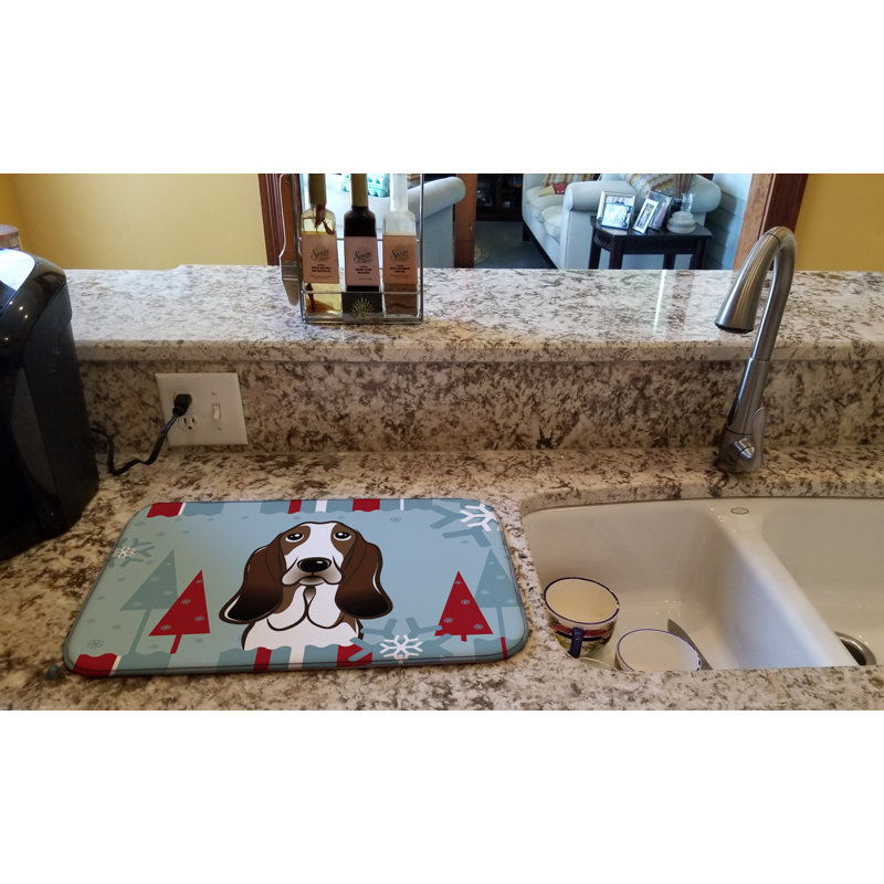 Tapis de séchage basset hound winter fêtes