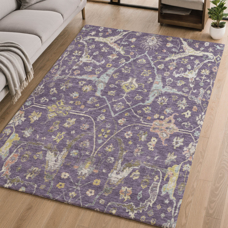 Tapis lavable à la machine de qualité supérieure Mayfield AMF2233, Aubergine, 8 pi x 10 pi