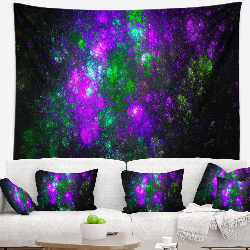 Tapisserie d'art abstrait fractal Supernova, H 68 po x l 80 po