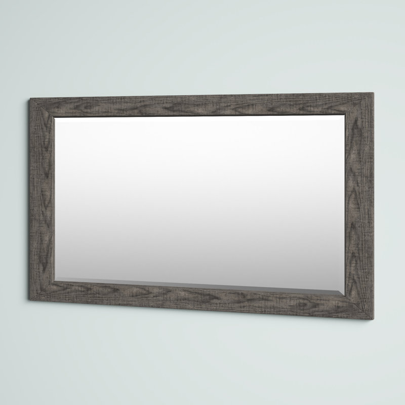 Masham Wood Flat Wall Mirror, 43.5cm H x 127.5cm W, Grey