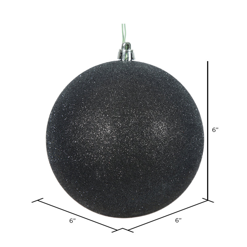 Ornement boule des Fêtes, 6'' H x 6'' W x 6'' D, Noir, 4