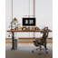 Bureau debout électrique à hauteur ajustable avec plateau en bois massif et tablette pour moniteur-263940181