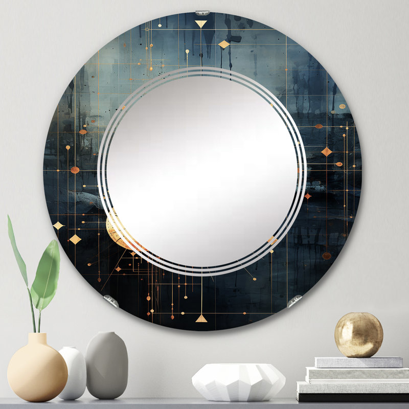 Zavalla - Miroir mural moderne rond, 24 po x 24 po