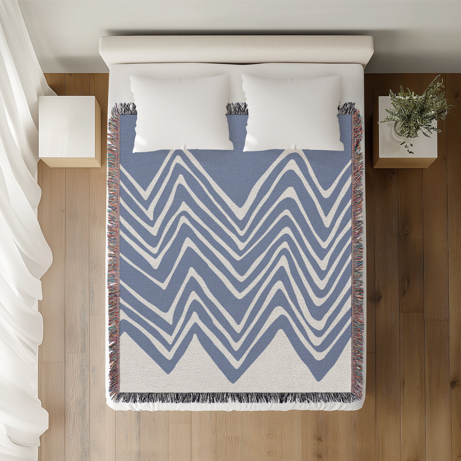 Addai Throw Blanket, Sky Blue, 60" H x 60" W (Throw)