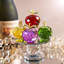 Pommes décoratives en verre à facettes, 5 couleurs, hauteur 13 cm, avec socle rotatif, idéales pour la décoration de table. Offerts en 5 couleurs.