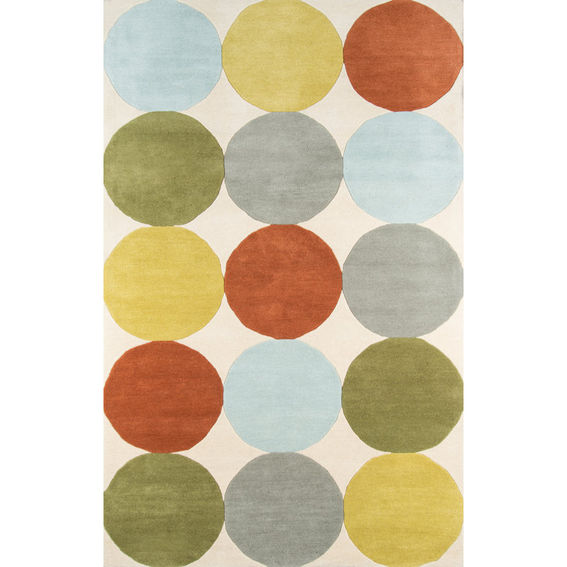 Glory Hand Tufted Wool Polka Dots Indoor Rug, Rectangle 9' x 12'