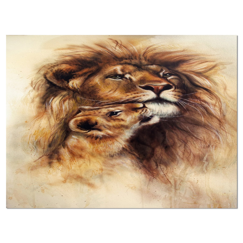 " Loving Lioness Animal ", 30" H x 40" W