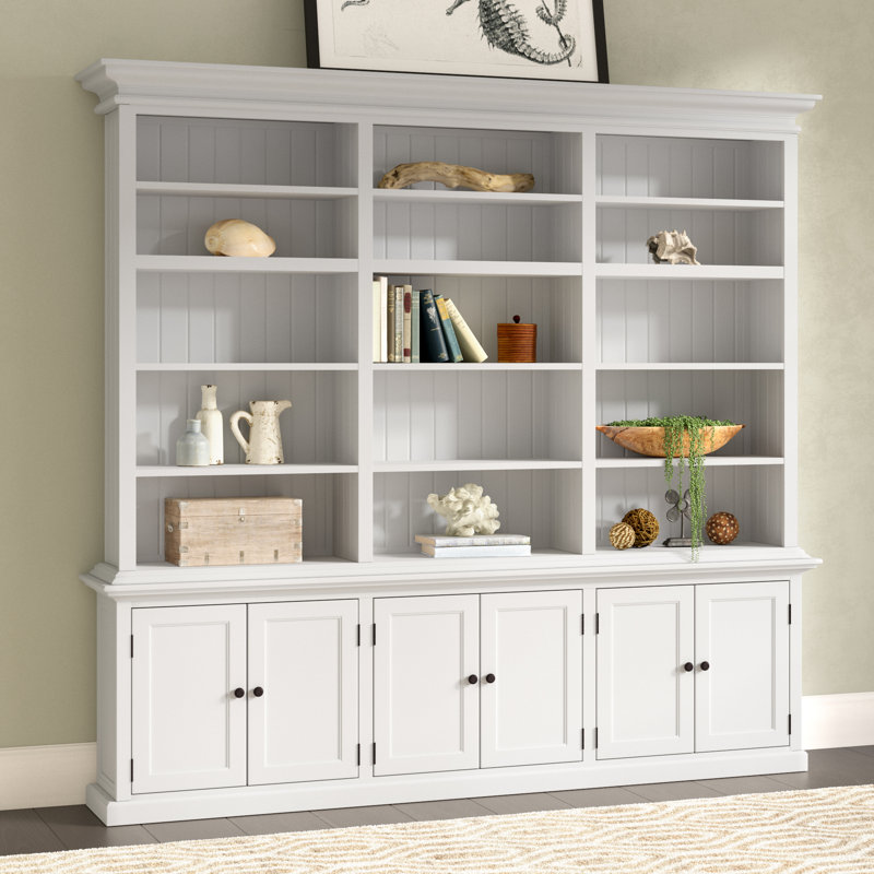 Guildford Solid and Manufactured Wood Frame Library Bookcase, Pure White