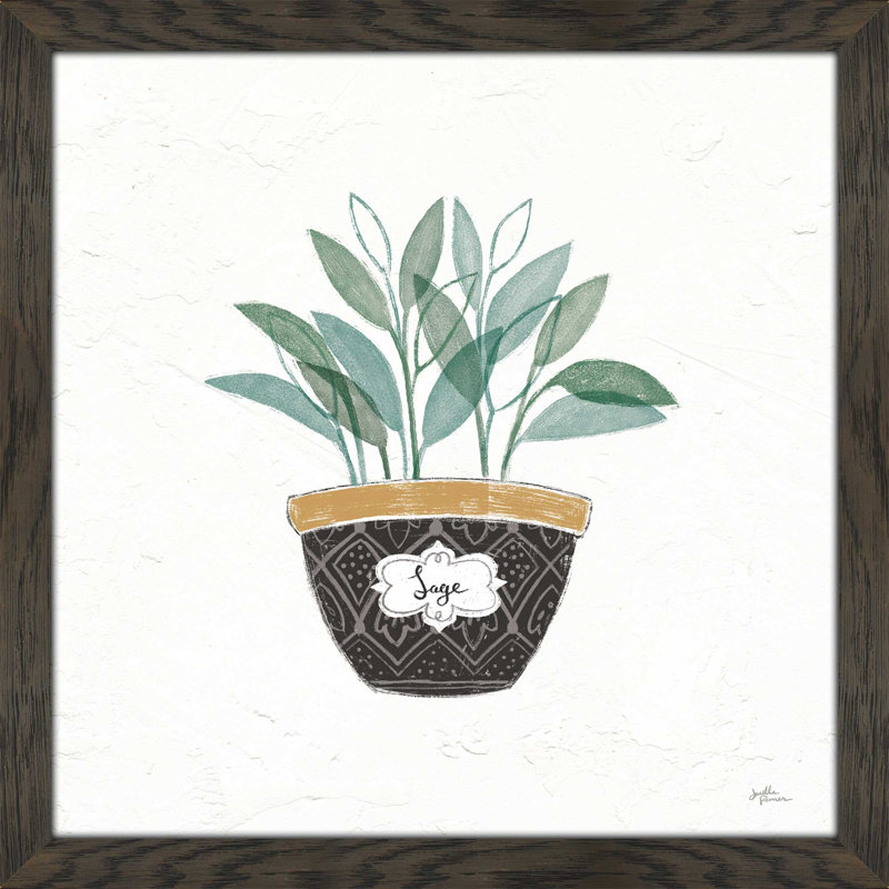 Fine Herbs VII - reproduction sur toile, H 21,5 po x l 21,5 po x P 0,75 po, Cadre chocolat patiné