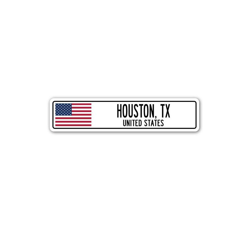 Panneau de signalisation en aluminium de Houston, Texas, États-Unis, H 6 po x l 24 po x P 1 po