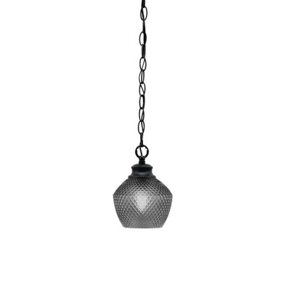 Quapaw Zola Chain Hung Pendant With 6" Smoke Textured Glass