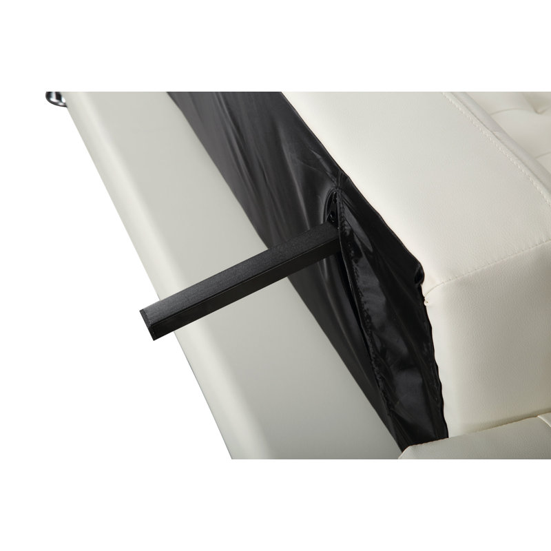 Bernace Faux Leather Right Hand Facing Sleeper Sofa & Chaise, White Faux Leather
