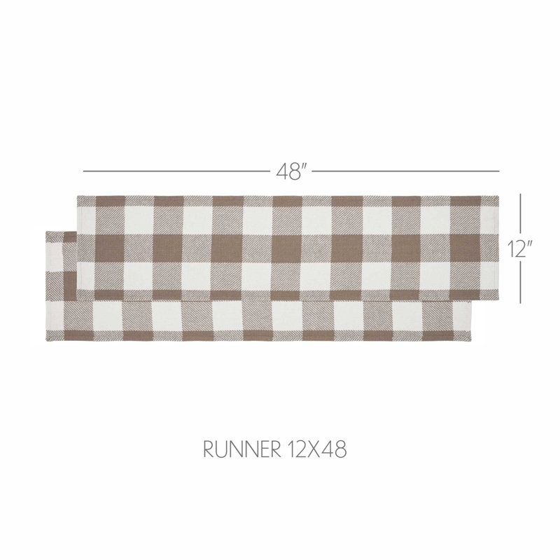 Annie Buffalo Check Dining Linens, 48" x 12", Brown/White