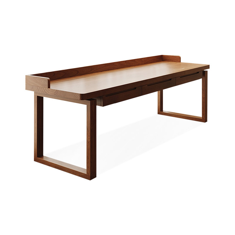 Bureau rectangulaire en noyer massif avec 3 tiroirs, H 29,53 po x l 86,61 po x P 23,62 po