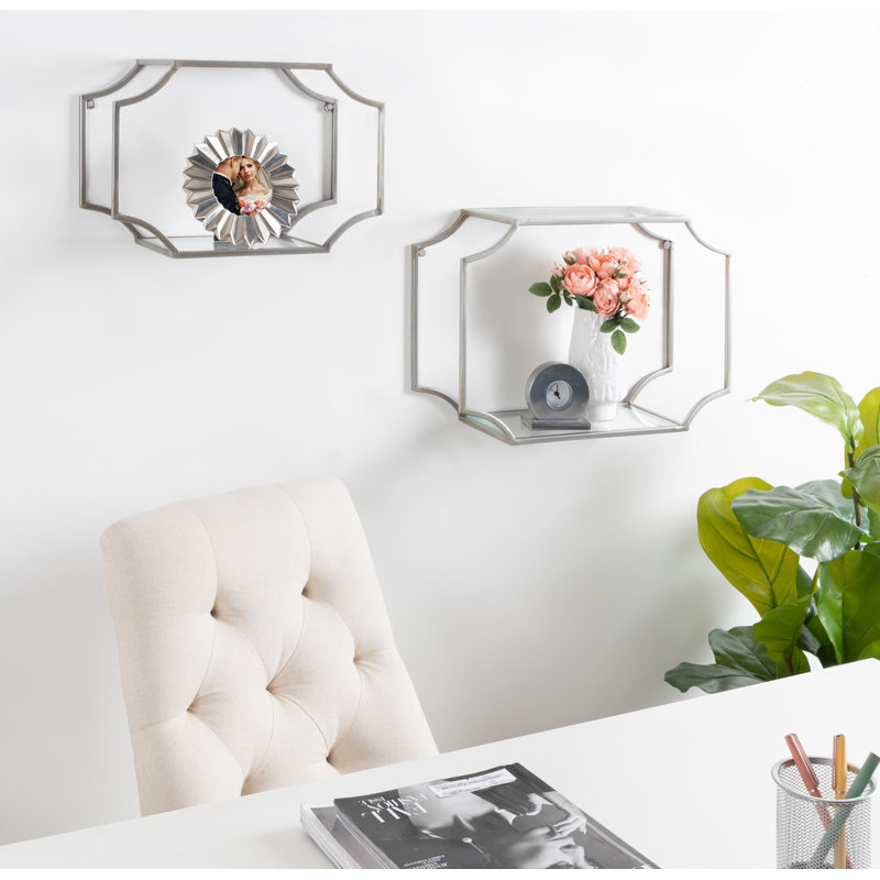 Brionna 2-Piece Accent Shelf, Silver, 12" H x 18" W x 6" D