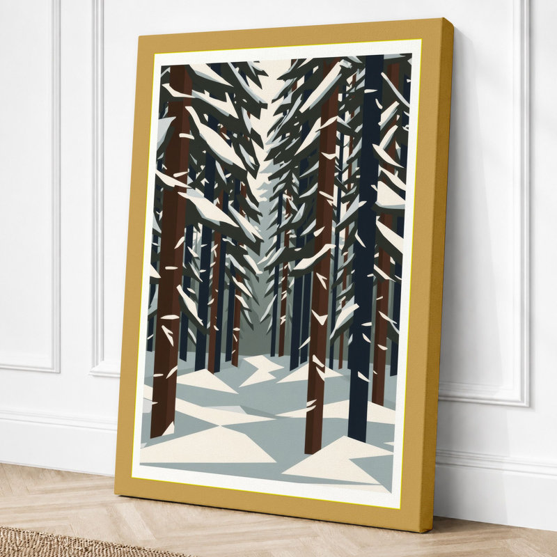 Quiet Northern Forest Scandinavian - Wrapped Canvas, 18x12 - 45.7 x 30.5 cm, Ochre Border