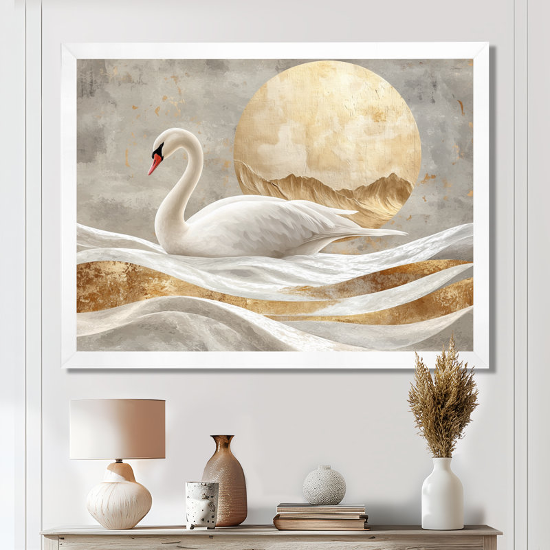 Art mural Dorothé dansant du cygne III - Cygnes, Reproduction encadrée d'une seule photo, H 30 po x l 40 po, Blanc