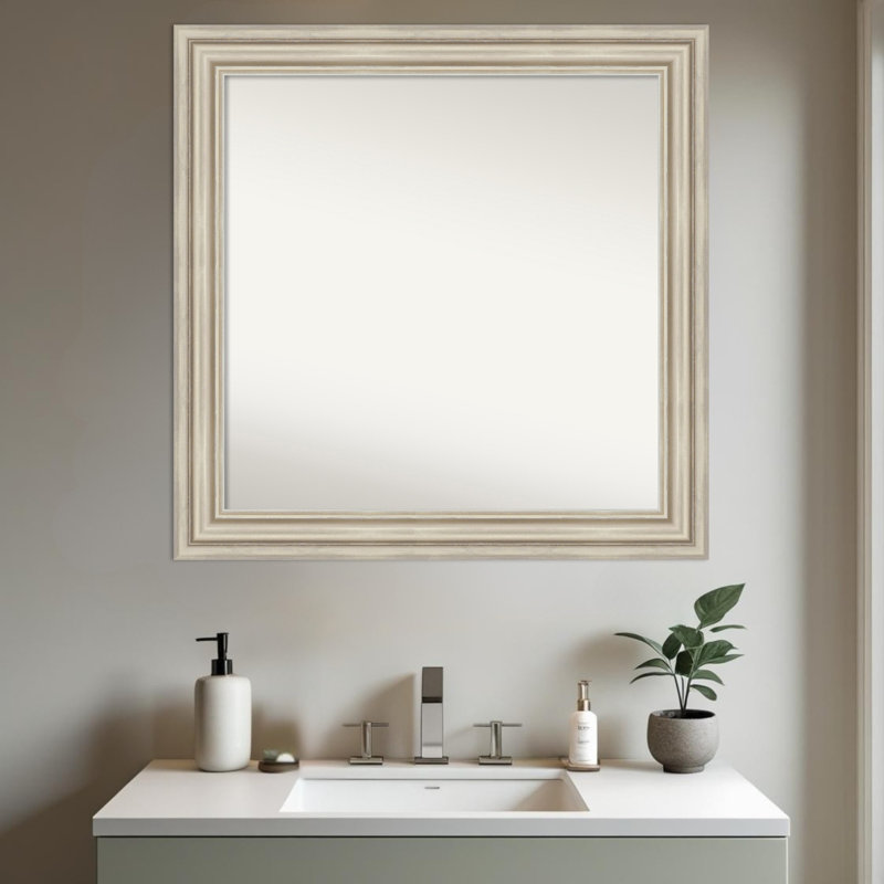 Miroir mural de salle de bain Sierra, Argent argent, 31,5 po x 31,5 po