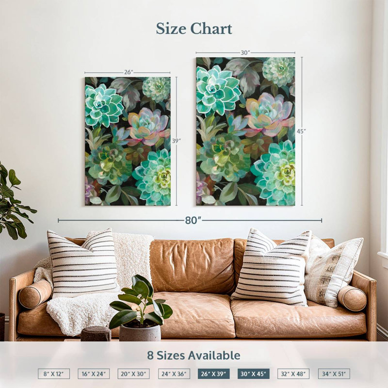 Harnek Floral Succulents III, H 39 po x l 26 po