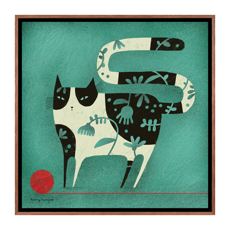 «Red Yarn» par Terry Runyan - impression, Toile avec cadre brun, Pas de tapis, H 37 po x l 37 po x P 1,5 po