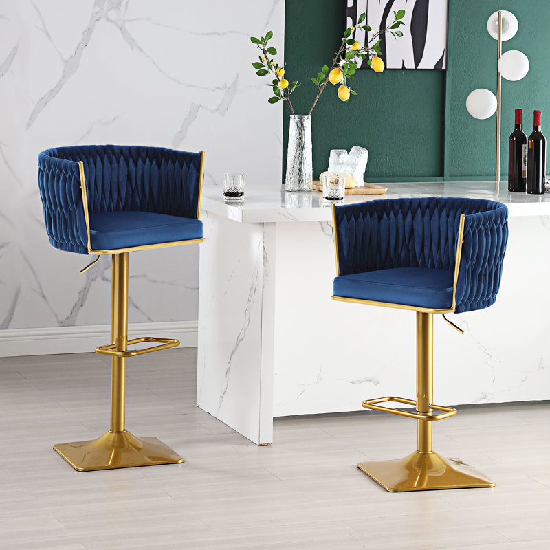Tabouret de bar rotatif à hauteur ajustable Bengal, Bleu