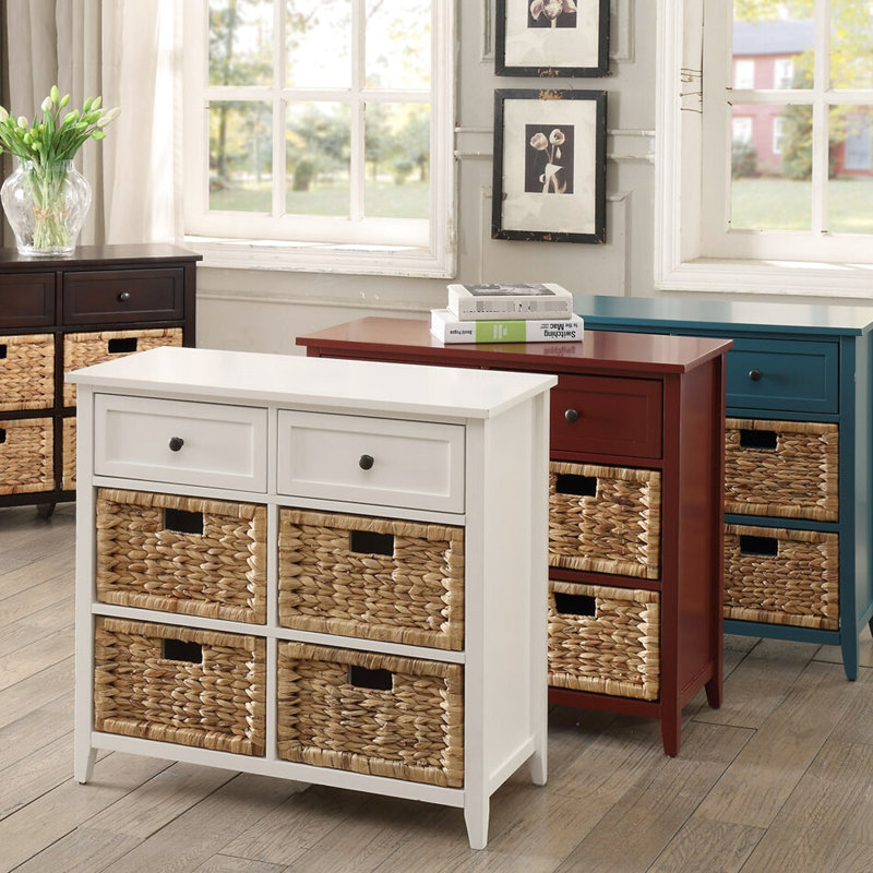 Armoire blanche à 6 tiroirs avec structure et console décorative avec tiroirs pratiques