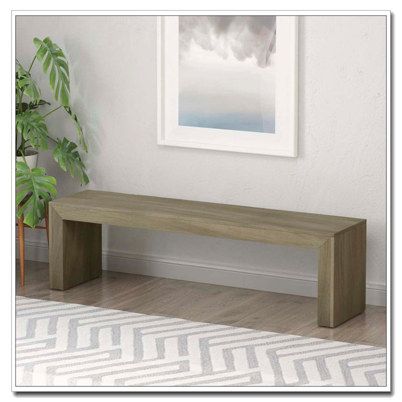 Banc de salle à manger en bois, Gris + taupe1, 63 pouces