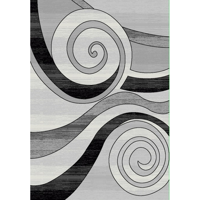 Tapis décoratif grise capitonnée abstraite Grogg, Rectangle 6 pi 7 po x 9 pi 6 po