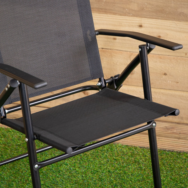 Bulkley Multi-Position Folding Garden Patio Single Chair In Black, Black
