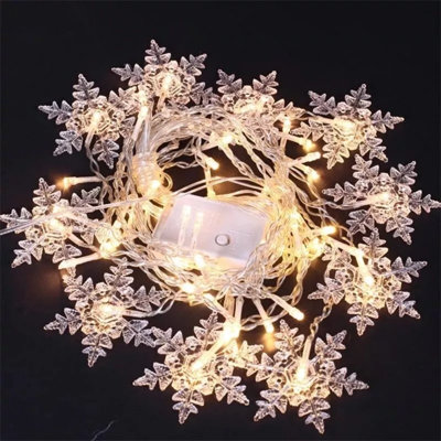 11.5Ft Snowflake Snow Led String Lights Christmas Fairy Curtain Light Ornament Waterproof-Colorful