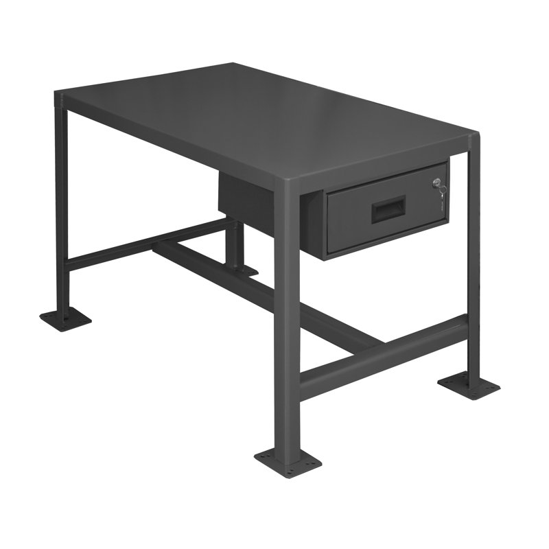 Établi avec plan de travail en acier moyen, H 18 po x l 36 po x P 24 po