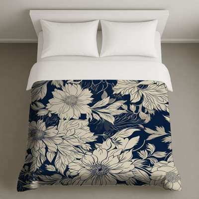 Housses de couette beige à motif floral
