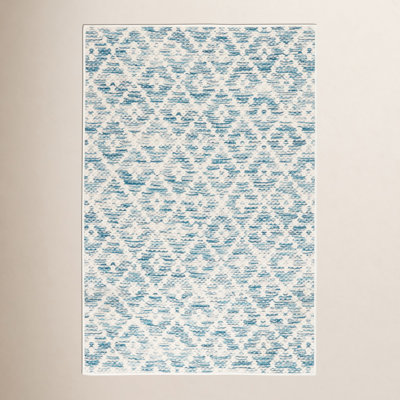 Melange Diamond Blue Machine Washable Rug